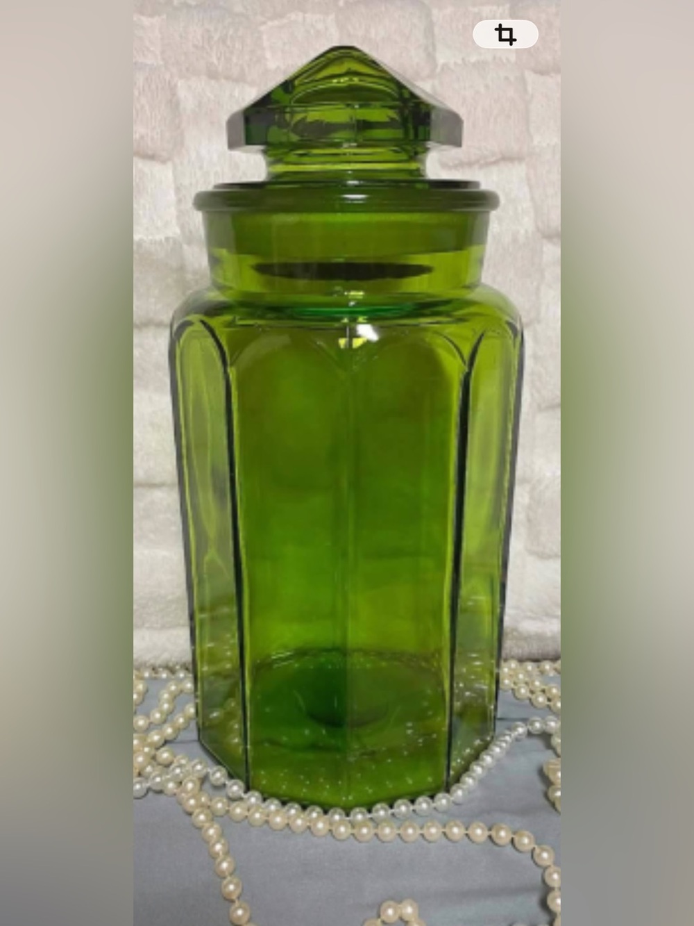 Green Glass Apothecary Jar with Lid - Home Accents